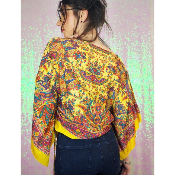 100% SILK Kimono Mandala Pattern Top - Picture 4 of 8